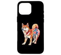 Kawaii Origami Shiba Inu |Japan flower pattern dog holder Case for iPhone 16 Pro Max