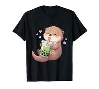 Kawaii Otter Drinking Boba Tea Cute Bubble Tea Graphic T-Shirt