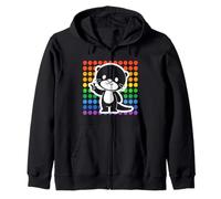Kawaii Otter Peace Sign Rainbow Dots Cute Animal Zip Hoodie