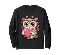 Kawaii Owl Holding Heart Love Heart Long Sleeve T-Shirt