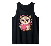 Kawaii Owl Holding Heart Love Heart Tank Top