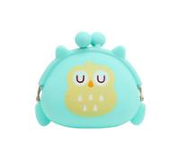 Kawaii Owl Mini Silicone Coin Purse for Cards and Id Green