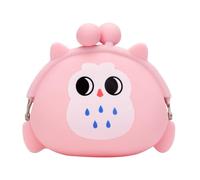 Kawaii Owl Silicone Coin Purse Mini Wallet for Small Items | Pink Jelly Finish, Stores Coins Cash Cards, Cute Cartoon Animal Shape, Compact Everyday Carry