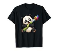 Kawaii Painting Panda with Rainbow Paint Brush for Kids T-Shirt