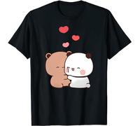 Kawaii Panda Bear Hug Bubu and Dudu Hug Valentines Days Funny Gift Unisex T-Shirt (Black,XL)