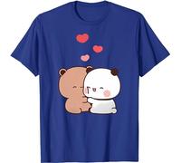 Kawaii Panda Bear Hug Bubu and Dudu Hug Valentines Days Funny Gift Unisex T-Shirt (Blue,S)