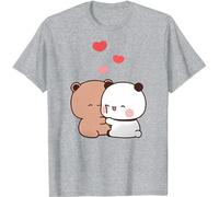 Kawaii Panda Bear Hug Bubu and Dudu Hug Valentines Days Funny Gift Unisex T-Shirt (Grey,XS)