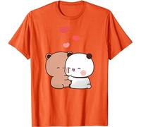 Kawaii Panda Bear Hug Bubu and Dudu Hug Valentines Days Funny Gift Unisex T-Shirt (Orange,L)