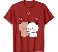 Kawaii Panda Bear Hug Bubu and Dudu Kissing Valentines Days Funny Gift Unisex T-Shirt (Red,3XL)