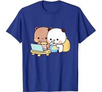 Kawaii Panda Bear Hug Bubu and Dudu Love is Being Cinema Pogether Valentines Days Funny Gift Unisex T-Shirt (Blue,L)
