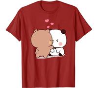 Kawaii Panda Bear Hug Bubu and Dudu Love is Being Make Out Pogether Valentines Days Funny Gift Unisex T-Shirt (Red,S)