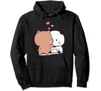 Kawaii Panda Bear Hug Bubu and Dudu Love is Being Make Out Pogether Valentines Days Funny Gift Unisex Pullover Hoodie (Black,L)