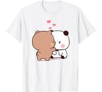 Kawaii Panda Bear Hug Bubu and Dudu Love is Being Make Out Pogether Valentines Days Funny Gift Unisex T-Shirt (White,L)