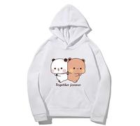 Kawaii Panda Bear Hug Bubu And Dudu Together Forever Valentines Days Funny Gift Unisex Pullover Hoodie (White,M)