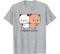 Kawaii Panda Bear Hug Bubu and Dudu Together Forever Valentines Days Funny Gift Unisex T-Shirt (Grey,L)