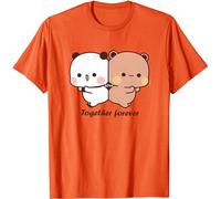 Kawaii Panda Bear Hug Bubu and Dudu Together Forever Valentines Days Funny Gift Unisex T-Shirt (Orange,L)