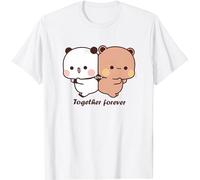 Kawaii Panda Bear Hug Bubu and Dudu Together Forever Valentines Days Funny Gift Unisex T-Shirt (White,XL)