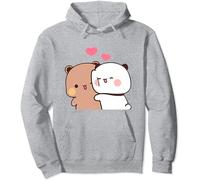 Kawaii Panda Bear Hug Bubu and Dudu Valentines Days Funny Gift Unisex Pullover Hoodie (Grey,M)