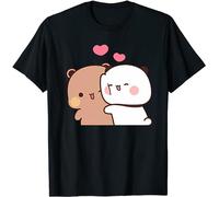 Kawaii Panda Bear Hug Bubu and Dudu Valentines Days Funny Gift Unisex T-Shirt (Black,S)