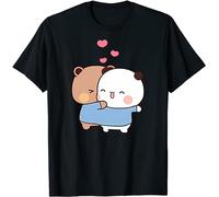 Kawaii Panda Bear Hug Bubu Dudu Love Play Together Valentines Days Funny Gift Unisex T-Shirt (Black,M)