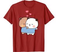 Kawaii Panda Bear Hug Bubu Dudu Love Play Together Valentines Days Funny Gift Unisex T-Shirt (Red,S)