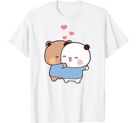 Kawaii Panda Bear Hug Bubu Dudu Love Play Together Valentines Days Funny Gift Unisex T-Shirt (White,L)