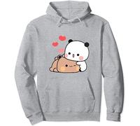 Kawaii Panda Bear Hug Bubu Dudu Valentines Days Funny Gift Unisex Pullover Hoodie (Grey,S)