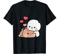 Kawaii Panda Bear Hug Bubu Dudu Valentines Days Funny Gift Unisex T-Shirt (Black,2XL)