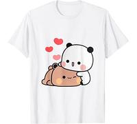 Kawaii Panda Bear Hug Bubu Dudu Valentines Days Funny Gift Unisex T-Shirt (White,XL)