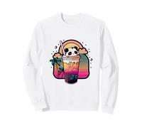Kawaii Panda Bubble Tea Retro Synthwave Sunset Summer Sweatshirt
