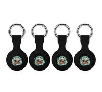Kawaii Panda Eating Japanese Ramen Keychain Holder Case Compatible with AirTag Waterproof Silicone Shell Protective Case 4PCS