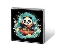 Kawaii Panda Eating Japanese Ramen Square Badge Metal Lapel Pins Brooches for Clothing Decoration
