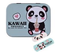 Kawaii Panda Flexible Plasters in Metal Tin Box, Cute Aesthetic Waterproof & Breathable First Aid Plasters, Latex-Free, Hypoallergenic, Easy Removal & Skin-Friendly, Two Sizes, 24 Plasters
