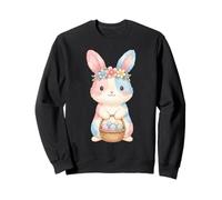 Kawaii Pastel Easter Bunny Floral Crown Watercolor Rabbit Sweatshirt