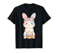 Kawaii Pastel Easter Bunny Floral Crown Watercolor Rabbit T-Shirt