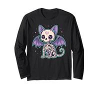 Kawaii Pastel Goth Cute Cat Bat Skeleton Halloween Kids Long Sleeve T-Shirt