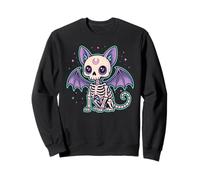 Kawaii Pastel Goth Cute Cat Bat Skeleton Halloween Kids Sweatshirt
