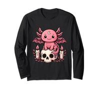 Kawaii Pastel Goth Cute Creepy Axolotl Bat Skeleton Axolotl Long Sleeve T-Shirt
