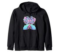 Kawaii Pastel Goth Cute Creepy Bat Skeleton Witchy Aesthetic Zip Hoodie