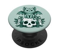 Kawaii Pastel Goth Cute Creepy Cat Bat Skeleton PopSockets Adhesive PopGrip