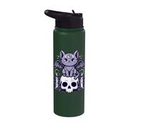 Kawaii Pastel Goth Cute Creepy Cat Bat Skeleton Stainless Steel Insulated Water Bottle