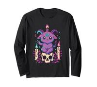 Kawaii Pastel Goth Cute Creepy Occult Goat Skeleton Candle Long Sleeve T-Shirt