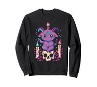 Kawaii Pastel Goth Cute Creepy Occult Goat Skeleton Candle Sweatshirt