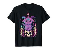 Kawaii Pastel Goth Cute Creepy Occult Goat Skeleton Candle T-Shirt