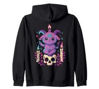 Kawaii Pastel Goth Cute Creepy Occult Goat Skeleton Candle Zip Hoodie