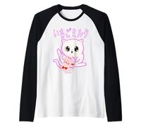 Kawaii Pastel Goth Retro Japanese Anime Cat Strawberry Milk Raglan Baseball Tee