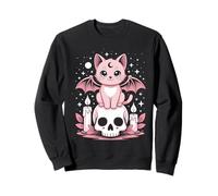 Kawaii Pastel Goth Skull Celestial Cute Cat Sweatshirt