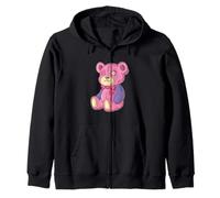 Kawaii Pastel Goth Teddy Bear Gothic Occult Voodoo Halloween Zip Hoodie