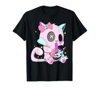 Kawaii Pastel Goth Witchy Cat eats Ramen Cute Creepy Cat T-Shirt