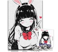 Kawaii Peace Bunny Girl 1000 Piece Jigsaws Learning Game for Skill Practice Thoughtful Gift for Happy Moments Size 50x75cm